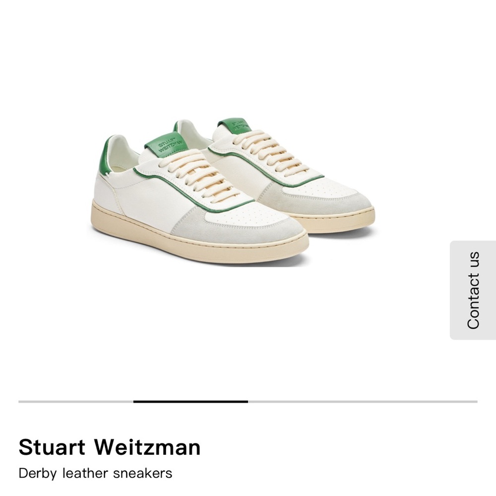 Stuart Weitzman Cream and Green Leather Sneakers